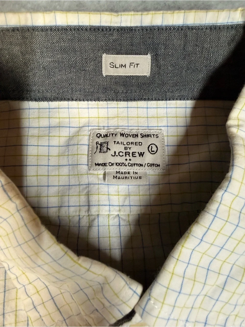 J. Crew Men's Light Ivory Check Button-Down Shirt